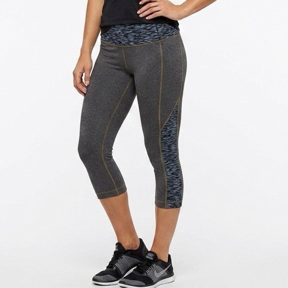 Athleta Women's Splits Revelation Capri Leggings Size M Gray Blue Print 983256